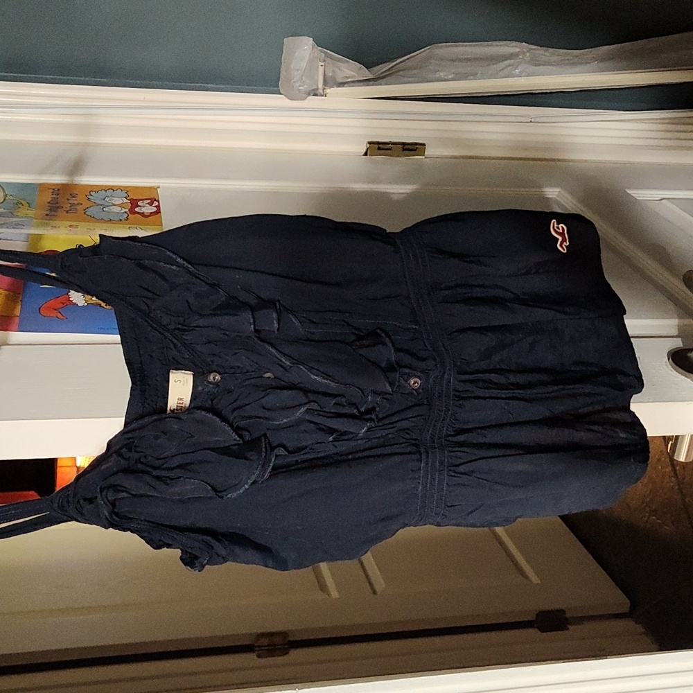 Hollister Women's Navy Blue Ruffle Top - Picture 5 of 5